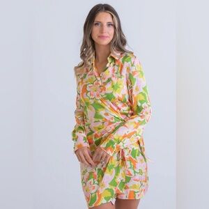 Karlie Abstract Satin Wrap Dress